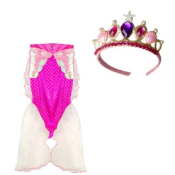 Disfraz Cola De Sirena Rosa Con Corona 5-6 Años