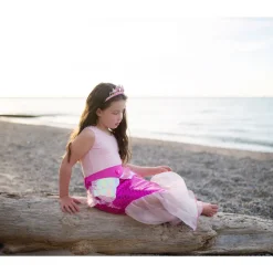 Disfraz Cola De Sirena Rosa Con Corona 5-6 Años