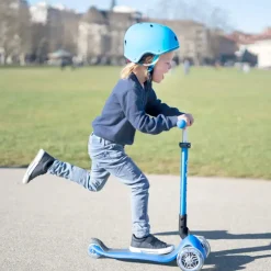 Patinete Primo Azul Plegable Y Con Luces