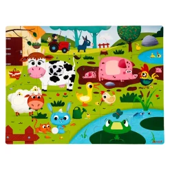 Puzzle Tactil Gigante Animales De La Granja: 20 Piezas