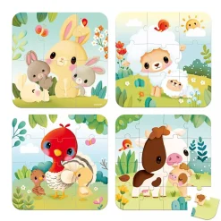 Set De 4 Puzzles Evolutivos: Animales De La Granja